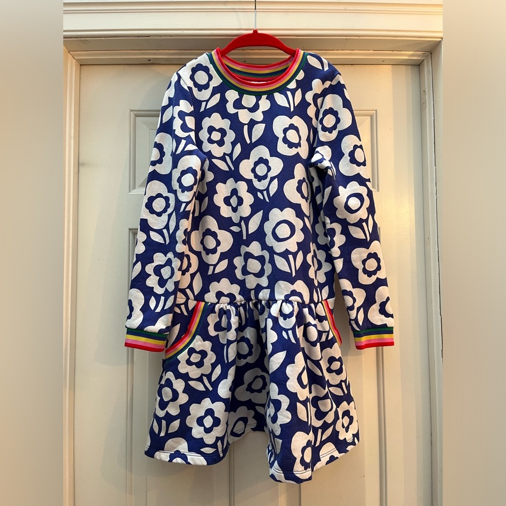 Mini Boden Blue and White Floral Kids Dress